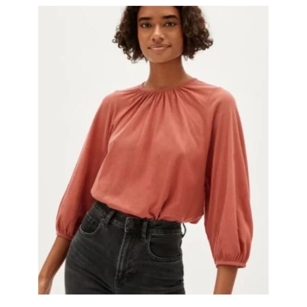 NWT Everlane Small Air Poet Long Sleeve Sienna Lightweight Cropped Top Fall